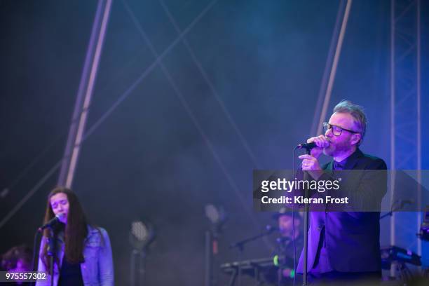 Lisa Hannigan and Matt Berninger of The National perform at Energia Park on June 15, 2018 in Dublin, Ireland.
