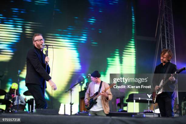 Bryan Devendorf, Matt Berninger, Scott Devendorf and Bryce Dessner of The National performs at Energia Park on June 15, 2018 in Dublin, Ireland.