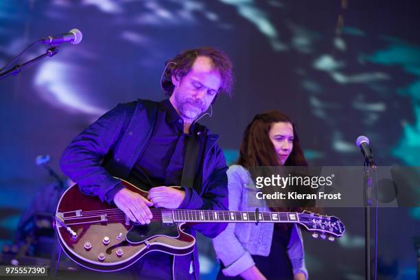 Aaron Dessner and Lisa Hannigan of The National performs at Energia Park on June 15, 2018 in Dublin, Ireland.
