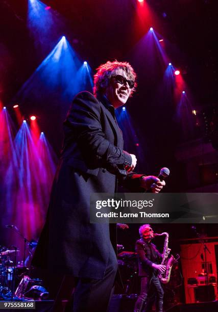 Richard Butler and Mars Williams of Psychedelic Furs perform at The Royal Festival Hall on day one of Robert Smith's Meltdown on June 15, 2018 in...