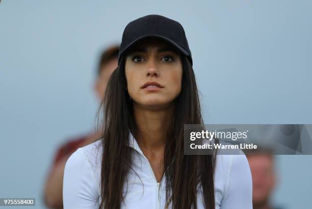 Allison Stokke, fiance to Rickie Fowler of the United States , watches play during the second round of the 2018 U.S. Open at Shinnecock Hills Golf...