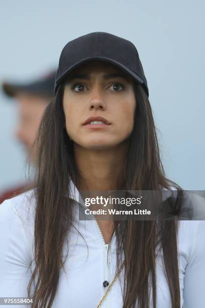 Allison Stokke, fiance to Rickie Fowler of the United States , watches play during the second round of the 2018 U.S. Open at Shinnecock Hills Golf...