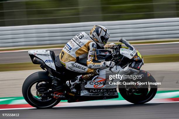 Alvaro Bautista of Spain and Angel Nieto Team rides during free practice for the MotoGP of Catalunya at Circuit de Catalunya on June 15, 2018 in...