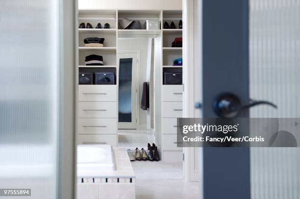 bathroom and walk-in closet - opaque stock pictures, royalty-free photos & images