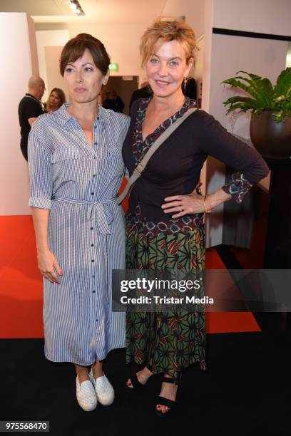 Carolina Vera and Margarita Broich attend the Cocktail prolonge to the Semi-Final Round of Judging of the International Emmy Awards 2018 on June 15,...