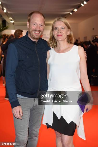 Johann von Buelow and Caroline Peters attend the Cocktail prolonge to the Semi-Final Round of Judging of the International Emmy Awards 2018 on June...