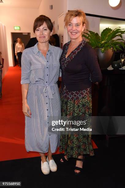 Carolina Vera and Margarita Broich attend the Cocktail prolonge to the Semi-Final Round of Judging of the International Emmy Awards 2018 on June 15,...