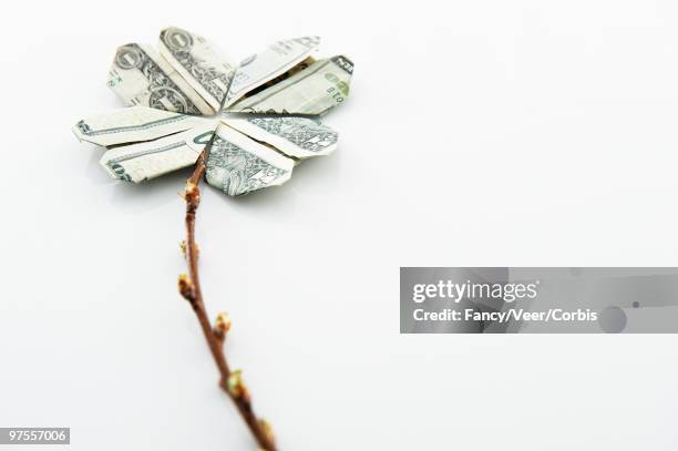 four-leaf clover made of us currency - cesar flores fotografías e imágenes de stock