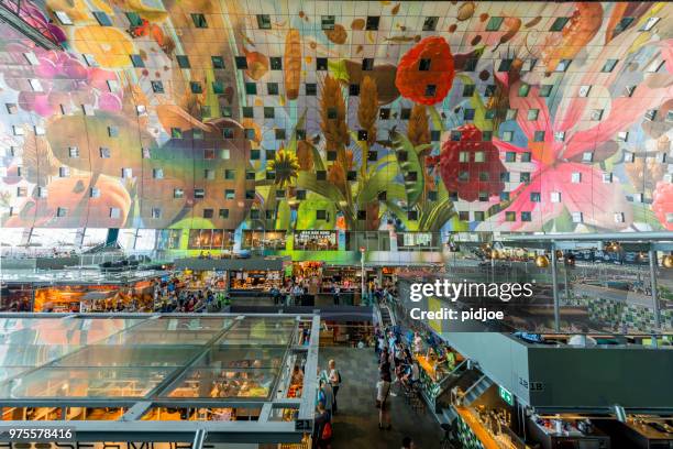 market hall in rotterdam - rotterdam market stock pictures, royalty-free photos & images