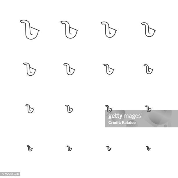 saxophone icons - multi scale line series - easy listening music stock illustrations