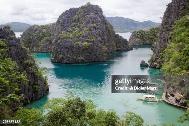 famous viewpoint over the stunning landscape of coron island in the palawan province of the philippines - didier marti stock pictures, royalty-free photos & images