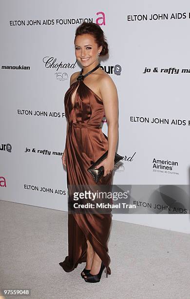 Hayden Panettiere arrives to the 18th Annual Elton John AIDS Foundation Academy Awards Viewing Party held at Pacific Design Center on March 7, 2010...