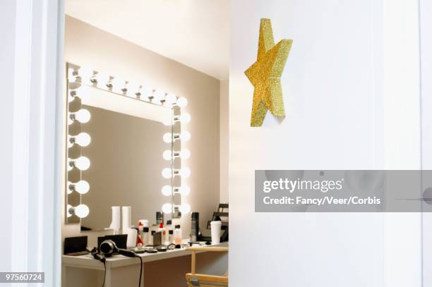 open door of star's dressing room - stage make up ストックフォトと画像