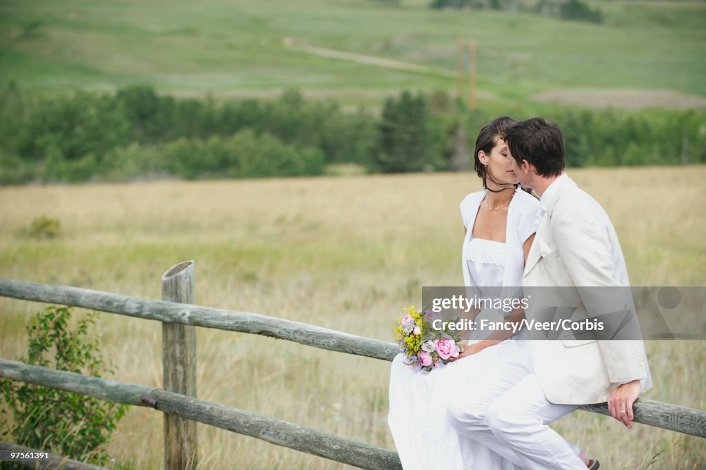 Bride and Groom Kissing