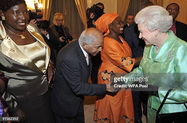 Queen Elizabeth II meets guests at the Commonwealth Day Reception at Marlborough House on March 08, 2010 in London, England.