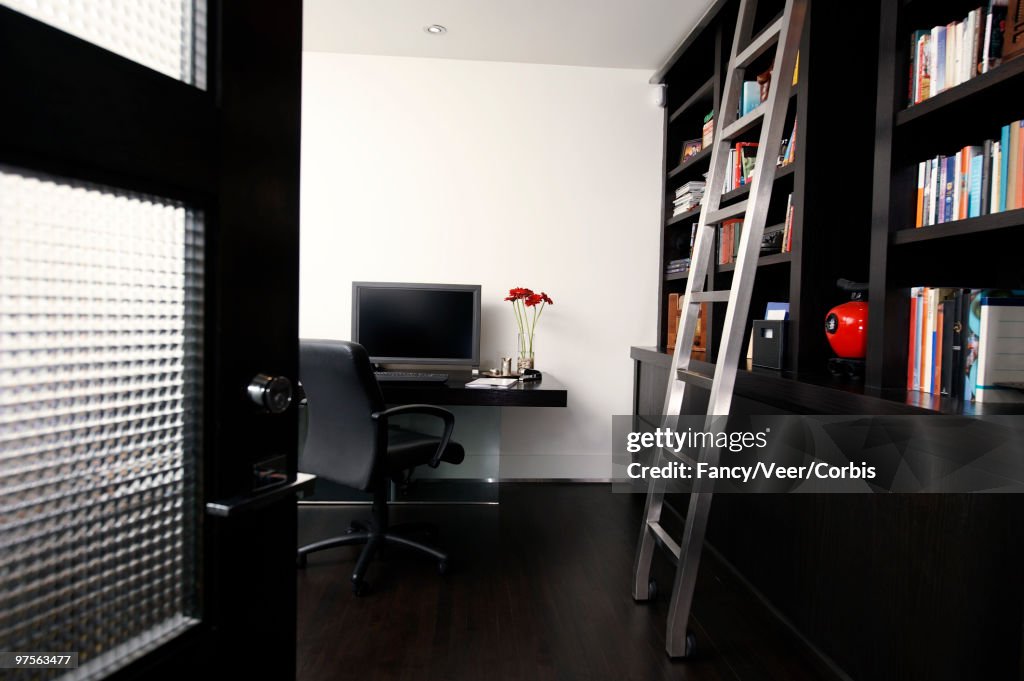Home office with bookcases