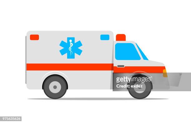 krankenwagen-flach-symbol - rettung stock-grafiken, -clipart, -cartoons und -symbole