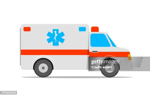 illustrations, cliparts, dessins animés et icônes de icône plate ambulance - ambulance