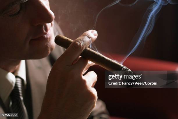 man smoking cigar - the fan of cigars stock pictures, royalty-free photos & images