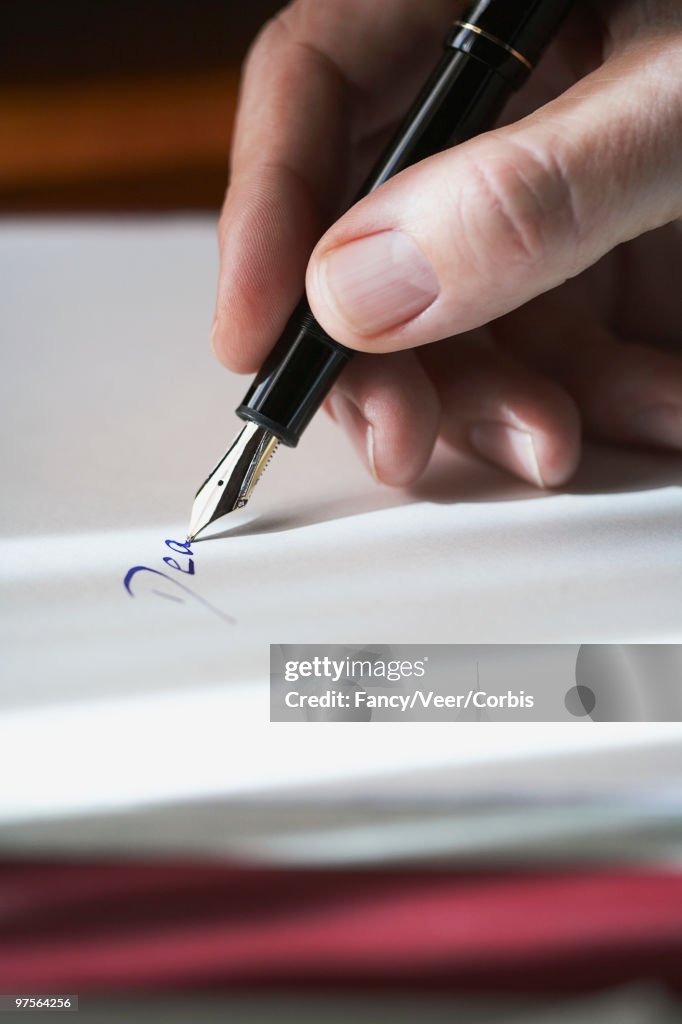A Man Riting A Letter Man Writing A Letter With Fountain Pen High-Res Stock Photo - Getty Images