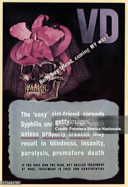 Poster released by the Anglo-American forces against the spread of the venereal infection during the Second World War . Graphics by Reginald Mount....