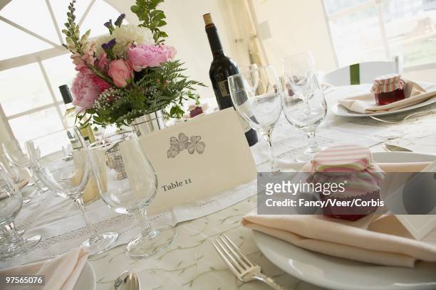 table set for wedding reception - gratitude jar stock pictures, royalty-free photos & images