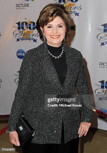 Attorney Gloria Allred arrives at the 20th Annual Night Of 100 Stars Awards Gala at Beverly Hills Hotel on March 7, 2010 in Beverly Hills, California.