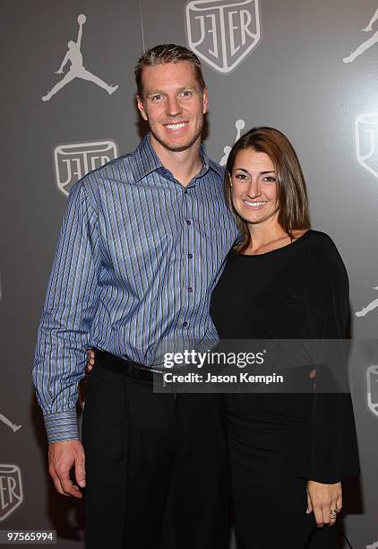 Major League Baseball Pitcher Roy Halladay and wife Brandy celebrate during Team Jordan athlete Derek Jeter at an exclusive party held at Marquee on...