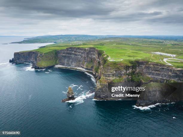 cliffs of moher ireland aerial wild atlantic way - ireland aerial stock pictures, royalty-free photos & images