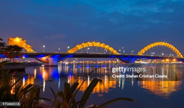 dragon bridge da nang, vietnam - da nang stock pictures, royalty-free photos & images