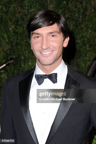 Actor Evan Lysacek arrives at the 2010 Vanity Fair Oscar Party hosted by Graydon Carter held at Sunset Tower on March 7, 2010 in West Hollywood,...