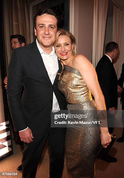 Actors Jason Segel and Cameron Diaz attend the 2010 Vanity Fair Oscar Party hosted by Graydon Carter at the Sunset Tower Hotel on March 7, 2010 in...