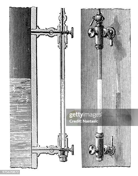 glass pipe ,water meter in boiler - water meter stock illustrations