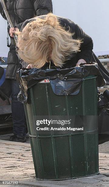 Actress Glenn Close works on the set of "Damages" on March 8, 2010 in New York City.