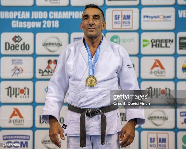 Under 73kg M6 gold medallist, Mohamed Halabi of France won his five contests by 4 ippons and a wazari during day 1 of the 2018 Glasgow Veteran...