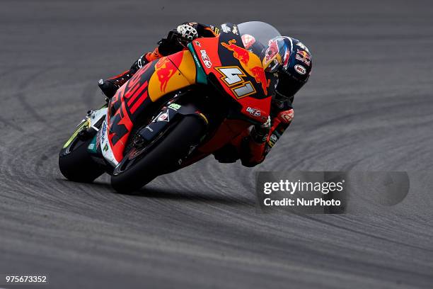 Brad Binder of Republic of South Africa and Red Bull KTM Ajo KTM during the free practice of the Gran Premi Monster Energy de Catalunya, Circuit of...