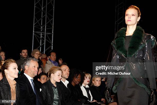 Kylie Minogue, Robert Pollet, Melanie Thierry, Guest and Aissa Maiga during the Yves Saint-Laurent Ready to Wear show as part of the Paris Womenswear...