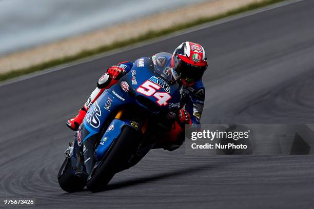 Mattia Pasini of Italy and Italtrans Racing Team Kalex during the free practice of the Gran Premi Monster Energy de Catalunya, Circuit of Catalunya,...