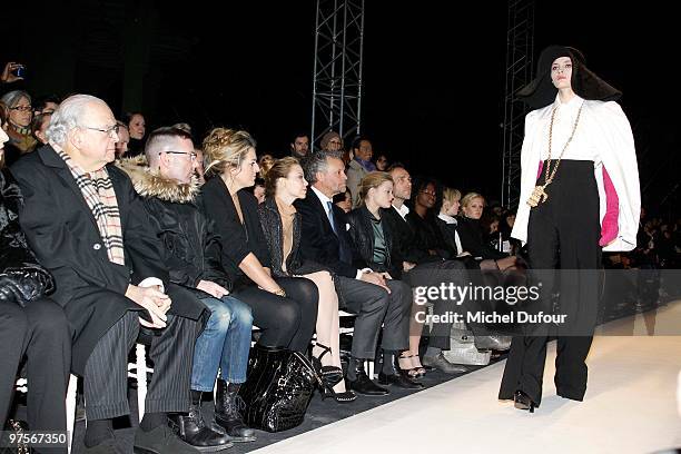 Kylie Minogue, Robert Pollet, Melanie Thierry, Guest and Aissa Maiga during the Yves Saint-Laurent Ready to Wear show as part of the Paris Womenswear...