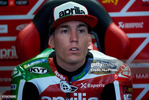 Aleix Espargaro of Spain and Aprilia Racing Team Gresini during the free practice of the Gran Premi Monster Energy de Catalunya, Circuit of...