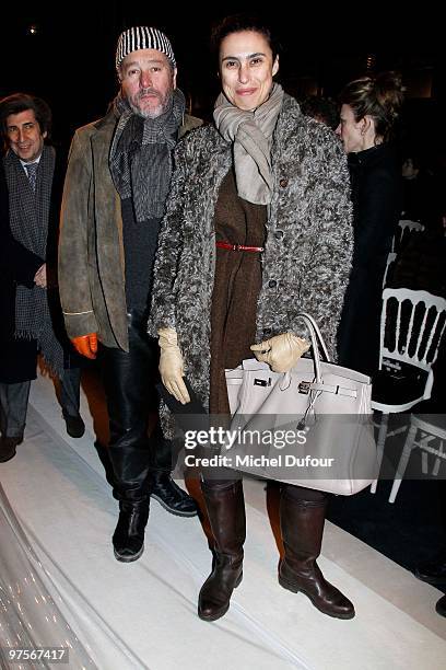 Philippe Starck and Yasmine Starck during the Yves Saint-Laurent Ready to Wear show as part of the Paris Womenswear Fashion Week Fall/Winter 2011 at...