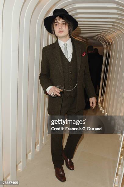 British singer Pete Doherty attends the Joseph flagship opening, as part of Paris fashion week, at Joseph store on March 8, 2010 in Paris, France.