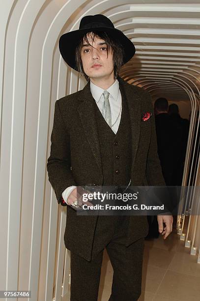 British singer Pete Doherty attends the Joseph flagship opening, as part of Paris fashion week, at Joseph store on March 8, 2010 in Paris, France.