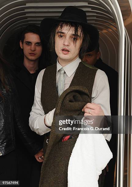 British singer Pete Doherty attends the Joseph flagship opening, as part of Paris fashion week, at Joseph store on March 8, 2010 in Paris, France.