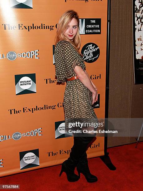 Actress Zoe Kazan attends the premiere of "The Exploding Girl" at the Tribeca Grand Hotel on March 8, 2010 in New York City.