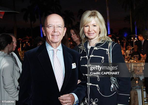 Wilbur Ross and Hilary Geary Ross attend the Andrea Bocelli concert at The Mar-a-Lago Club on February 28, 2010 in Palm Beach, Florida.