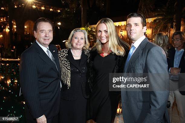 James Grau, Elizabeth Grau,Vanessa Trump and Donald Trump Jr. Attend the Andrea Bocelli concert at The Mar-a-Lago Club on February 28, 2010 in Palm...