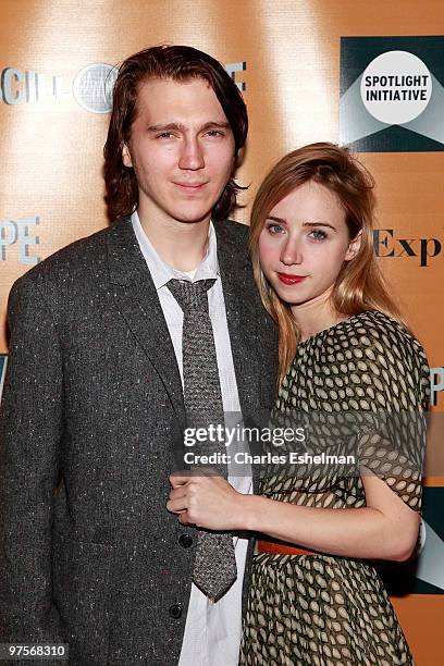 Actors Paul Dano and Zoe Kazan attend the premiere of "The Exploding Girl" at the Tribeca Grand Hotel on March 8, 2010 in New York City.