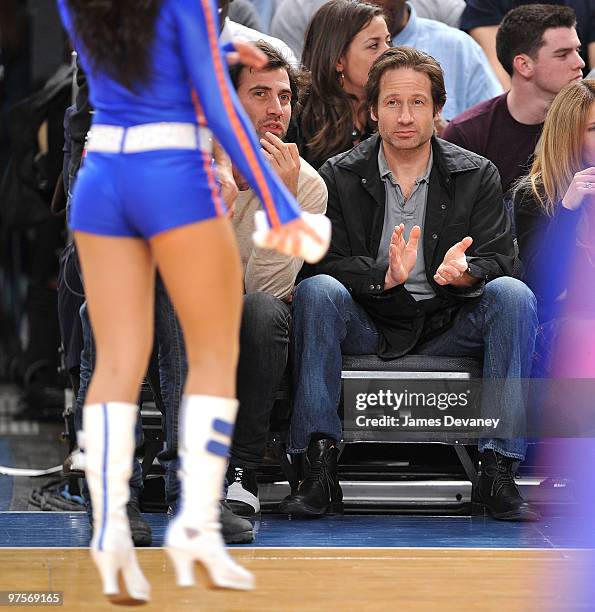 David Duchovny attends a game between the Atlanta Hawks and the New York Knicks at Madison Square Garden on March 8, 2010 in New York City.