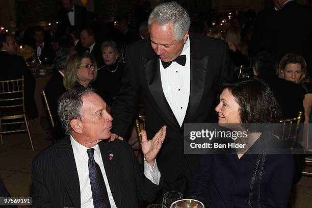 Mayor Michael Bloomberg, Rasio Personality John Gambling and Diana Taylor attend the Broadcasters Foundation Of America Golden Mike awards at The...